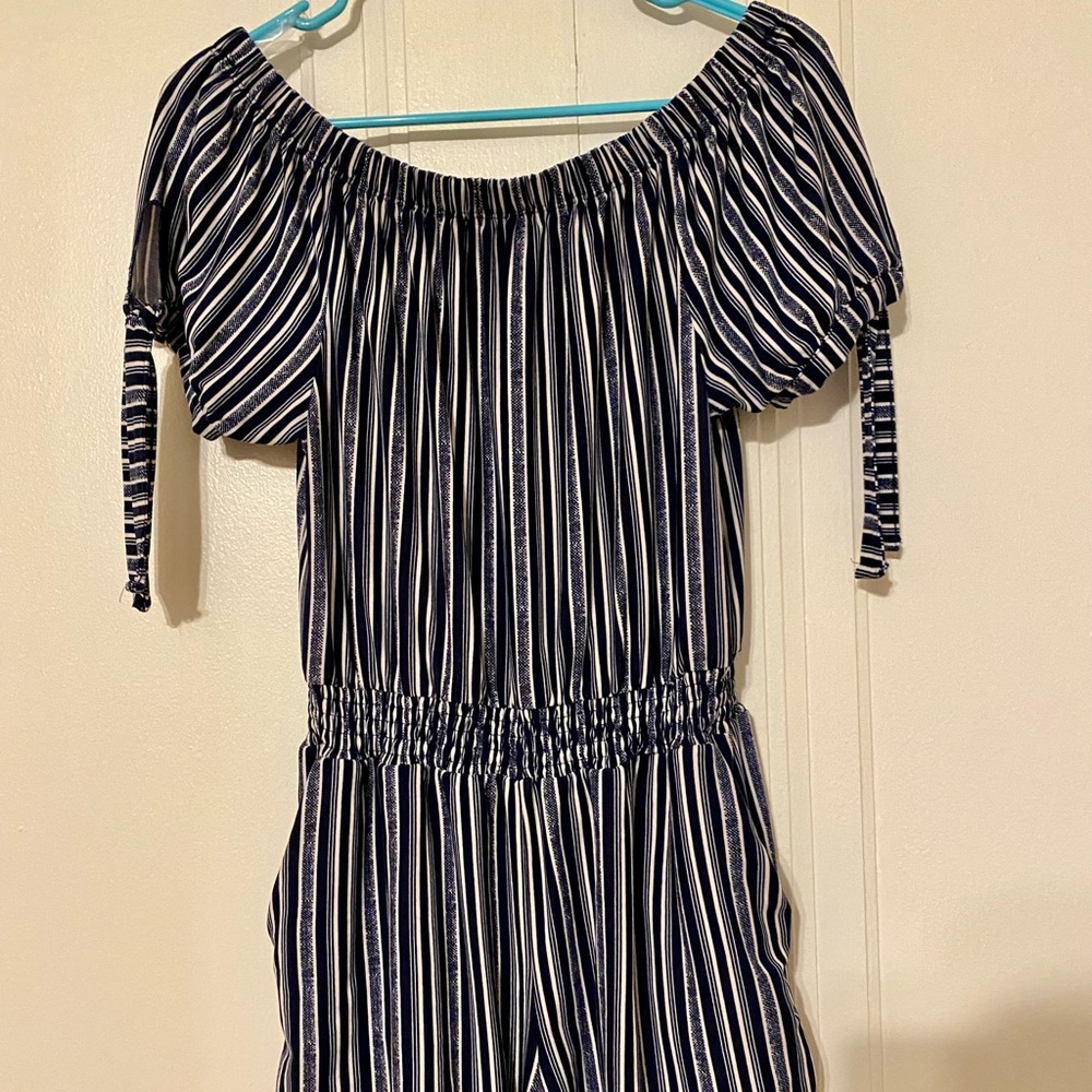 Size XL Blue and White Romper